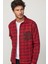 Relax Fit Uzun Kollu Kareli Baskılı Fleto Cep Salaş Kışlık Oduncu Kırmızı-siyah Erkek Gömlek 2