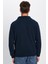 Unisex Relax Fit Rahat Kesim Fitilli Desenli Pamuklu Yarım Fermuarlı İndigo Dik Yaka Sweatshirt 5