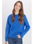 Unisex Relax Fit Rahat Kesim Pamuklu Yumuşak Dokulu Polarlı Basic Saks Mavi Bisiklet Yaka Sweatshirt 4