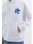 Unisex Oversize Geniş Kesim Pamuklu Yumuşak Dokulu İçi Polarlı Baskılı Beyaz Kapüşonlu Sweatshirt 3