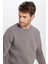 Unisex Relax Fit Rahat Kesim Pamuklu Yumuşak Dokulu İçi Polarlı Basic Gri Bisiklet Yaka Sweatshirt 2