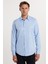 Slim Fit Uzun Kollu Kolay Ütü Teri Emen Nefes Alan Doku Kravatlık Dört Mevsim Mavi Erkek Gömlek 3