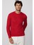 Erkek Bisiklet Yaka Desenli Yumuşak Dokulu Kırmızı Triko Kazak 3