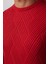 Erkek Bisiklet Yaka Desenli Yumuşak Dokulu Kırmızı Triko Kazak 4