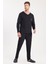 Erkek Standart Fit %100 Pamuk V Yaka Beli Lastikli Siyah Pijama Takımı 5