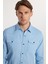 Slim Fit Uzun Kollu Gündelik Denim Kot Erkek Mavi Gömlek 2