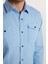 Slim Fit Uzun Kollu Gündelik Denim Kot Erkek Mavi Gömlek 4