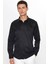 Erkek Modern Slim Fit Dar Kesim Uzun Kollu Pamuklu Kolay Ütü Armürlü Siyah Gömlek 2
