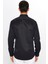 Erkek Modern Slim Fit Dar Kesim Uzun Kollu Pamuklu Kolay Ütü Armürlü Siyah Gömlek 5
