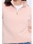 Kadın Relax Fit Rahat Kesim Pamuklu İçi Polarlı Yarım Fermuarlı Somon Dik Yaka Sweatshirt 3