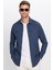 Erkek Slim Fit Dar Kesim Çift Cepli Denim Kot Lacivert Gömlek 4