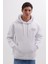Unisex Oversize Geniş Kesim Pamuklu Yumuşak Dokulu İçi Polarlı Baskılı Beyaz Kapüşonlu Sweatshirt 2