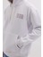Unisex Oversize Geniş Kesim Pamuklu Yumuşak Dokulu İçi Polarlı Baskılı Beyaz Kapüşonlu Sweatshirt 3