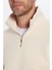 Relax Fit Rahat Kesim Pamuklu Içi Polarlı Yarım Fermuarlı Ekru Dik Yaka Sweatshirt 3