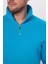 Unisex Relax Fit Rahat Kesim Pamuklu Içi Polarlı Yarım Fermuarlı Turkuaz Dik Yaka Sweatshirt 4