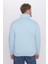 Unisex Relax Fit Rahat Kesim Pamuklu İçi Polarlı Yarım Fermuarlı Mavi Dik Yaka Sweatshirt 4