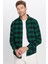 Erkek Slim Fit Dar Kesim Oduncu Düğmeli Yaka Kareli Kışlık Gömlek 4