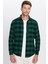 Erkek Slim Fit Dar Kesim Oduncu Düğmeli Yaka Kareli Kışlık Gömlek 5