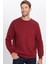 Unisex Relax Fit Rahat Kesim Pamuklu Yumuşak Dokulu İçi Polarlı Basic Bordo Bisiklet Yaka Sweatshirt 2