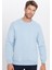 Unisex Relax Fit Rahat Kesim Pamuklu Yumuşak Dokulu İçi Polarlı Basic Mavi Bisiklet Yaka Sweatshirt 6