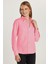 Kadın Slim Fit Dar Kesim Uzun Kollu Pamuklu Vücuda Oturan Dokulu Pembe Basic Gömlek 3