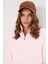 Kadın Relax Fit Rahat Kesim Pamuklu İçi Polarlı Yarım Fermuarlı Pembe Dik Yaka Sweatshirt 2