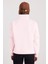 Kadın Relax Fit Rahat Kesim Pamuklu İçi Polarlı Yarım Fermuarlı Pembe Dik Yaka Sweatshirt 5