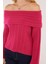 Kadın Regular Fit Klasik Kesim Uzun Kollu Omzu Açık Fuşya Kazak 3