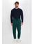Unisex Relax Fit Rahat Kesim Şardonlu 3 Cepli Lastikli Jogger Paça Yeşil Eşofman Altı 4