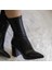 07 Kadın Strech Çekme Kalın Topuklu Bot Siyah 1