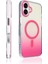Apple iPhone 16 Plus Kılıf M-safe Şarj Özellikli Transparan Renk Geçişli Toros Kapak Rose Pembe 3