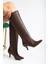 ZERİN-2025 Açık Kahve Premium Ince Topuklu Günlük Kadın Çizme 2