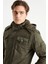 Erkek Haki Kapüşonlu Kürk Astarlı Su Geçirmez Kaplamalı Kalın Kaban 2485 6