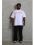 Unisex Oversize Baskılı Bisiklet Yaka T-Shirt - Beyaz 3