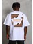 Unisex Oversize Baskılı Bisiklet Yaka T-Shirt - Beyaz 4