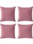 Pembe Kırlent Kılıfı 4'lü Set - Gizli Fermuarlı - Kadife Dokulu 2