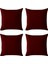 Bordo Kırlent Kılıfı 4'lü Set - Gizli Fermuarlı - Kadife Dokulu 2