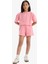 Kız Çocuk 2'li Takım Baskılı Kısa Kollu Tişört Şort E0730A825SM 13