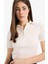 Slim Fit Dar Kesim Fitilli Kaşkorse Kısa Kollu Polo Beyaz Tişört 16