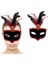 çınar ticaret kırmızı tüylü siyah süet kaplama parti maskesi 2
