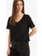 Regular Fit V Yaka Basic Düz Kısa Kollu Siyah Tişört K5057AZ25SP 6