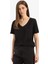 Regular Fit V Yaka Basic Düz Kısa Kollu Siyah Tişört K5057AZ25SP 8