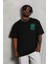 Unisex Oversize Baskılı Bisiklet Yaka T-Shirt - Siyah 2