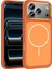 iPhone 17 Pro Uyumlu Kılıf Sanremo Metal Kamera Çerçeveli M-Safe Şarj Özellikli Turuncu 3