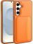 Samsung Galaxy S25 Fe Uyumlu Kılıf Kartlıklı X-Kart Silikon Turuncu 3