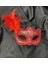 çınar ticaret kırmızı renk dantelli duvaklı ıncili parti maskesi balo 2
