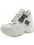 Beyaz Renk Gümüş Simli Cilt Gizli Dolgu Topuk 36-40 Numara Kadın Sneakers 1