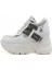 Beyaz Renk Gümüş Simli Cilt Gizli Dolgu Topuk 36-40 Numara Kadın Sneakers 2