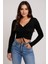 çınar ticaret kadın siyah uzun kollu büzdürme bağcık detaylı crop top bluz – şık, rahat ve kolay kombinlenebilir 1