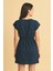 çınar ticaret kadın lacivert yanları yırtmaçlı tokalı v yaka mini plaj elbisesi 3